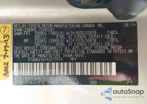 2004 Lexus Rx 330 from USA, damaged, VIN 2T2GA31U74C017674